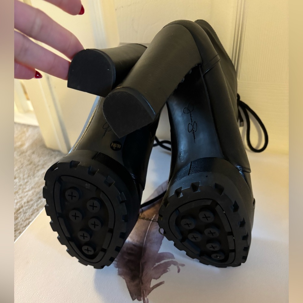 Jessica Simpson Black Imala Lace-Up Platform Ankle Booties - Picture 11 of 12